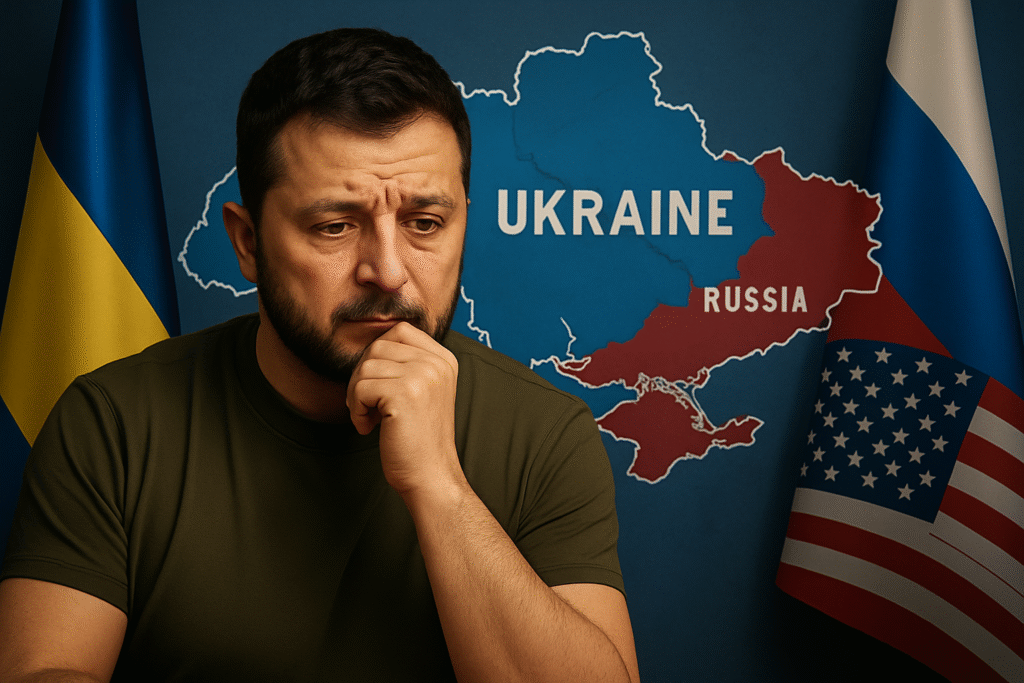 الرئيس الأوكراني فولوديمير زيلينسكي في لحظة توتر بينما تواجه أوكرانيا ضغوطًا حادة بعد خطة ترامب التي تهدد بفقدان السيادة أو خسارة دعم واشنطن.